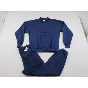 Cheetah M20 2pc Sweatsuit Sweatshirt Pants, Navy Blue Sz L Blank Plain 1990s New